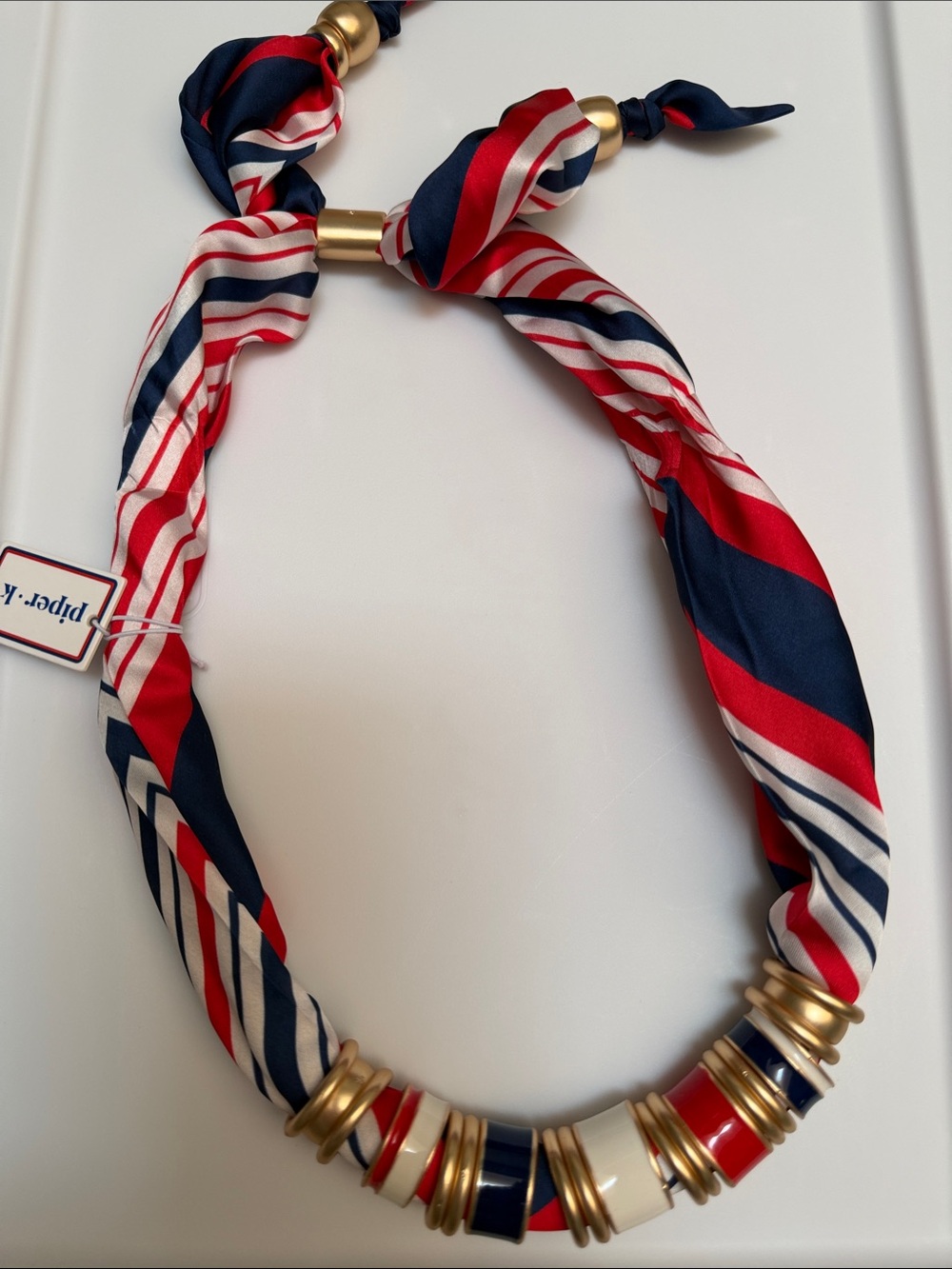 ❤️💙  Piper K red white blue Patriotic Americana adjustable scarf necklace July 4 - Picture 4 of 4